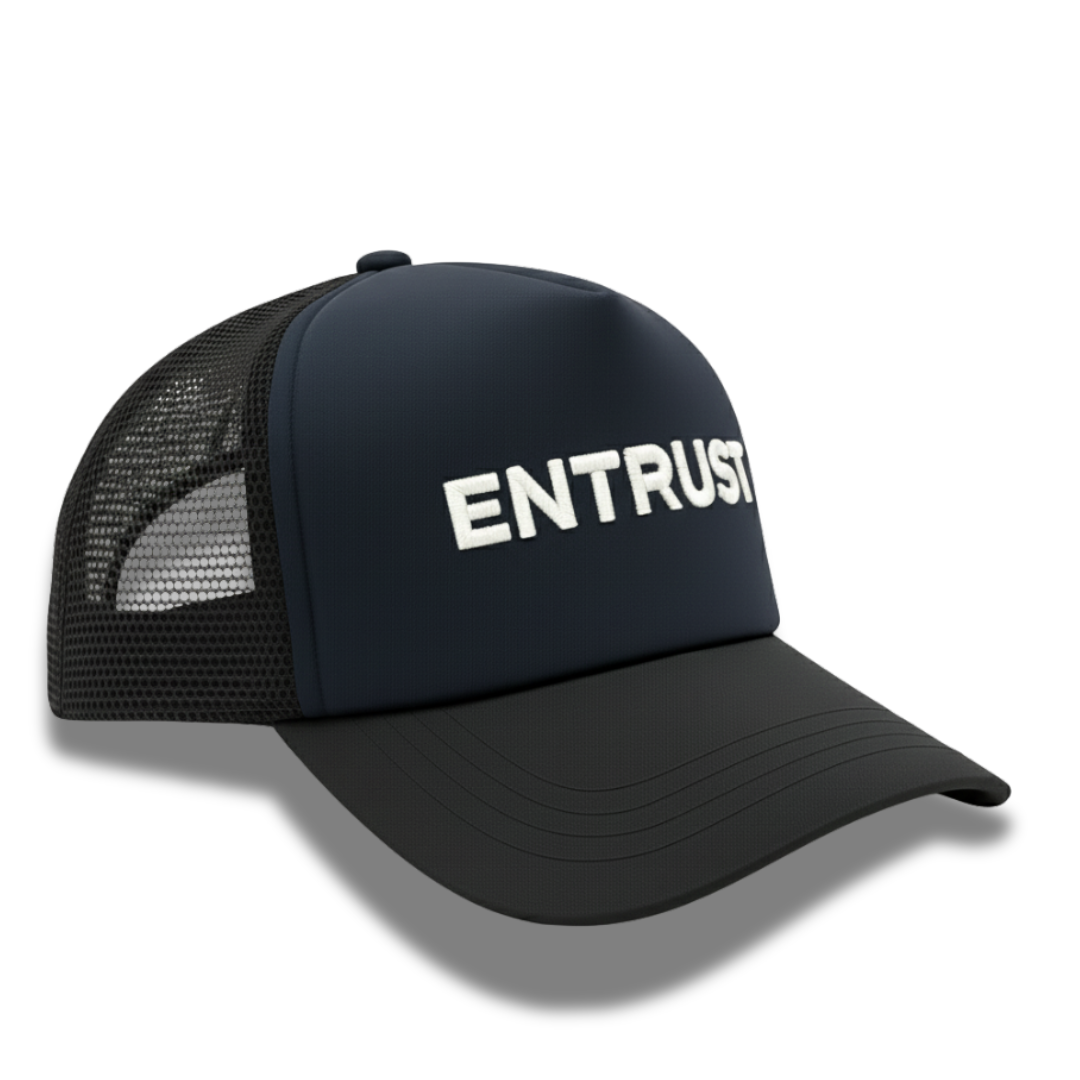 Blue & Black Entrust Embroidery Cap – Adjustable Fit, Premium Quality