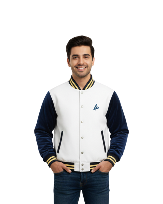 Elite Blue & White Varsity Jacket – Premium Dual-Tone Collegiate Edition