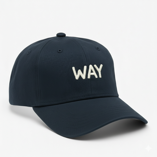 Blue & Black Way Embroidery Cap – Adjustable Fit, Premium Quality