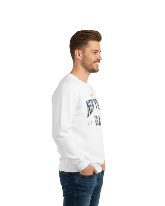 White New York USA Crewneck Sweatshirt – Comfortable, Stylish & Everyday Wear