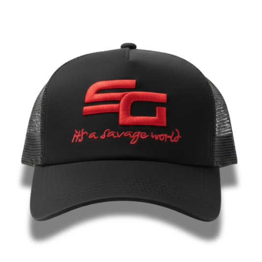 High-Contrast "SG" Logo Trucker Hat – Adjustable Fit, Premium Quality
