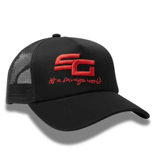 High-Contrast "SG" Logo Trucker Hat – Adjustable Fit, Premium Quality