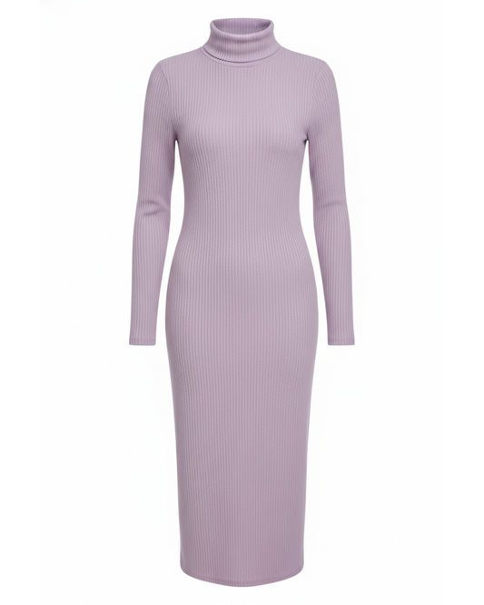 Purple Full Sleeve Bodycon Dress – Stretchy, Form-Fitting & Stylish Everyday Wear