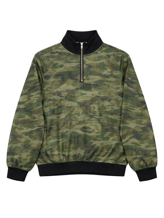 Green Camouflage Half Zipper