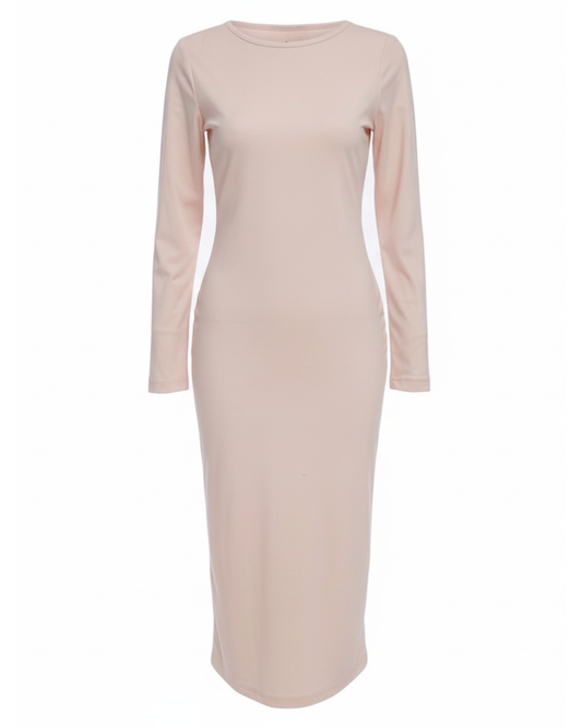 Pink Full Sleeve Bodycon Dress – Stretchy, Form-Fitting & Stylish Everyday Wear