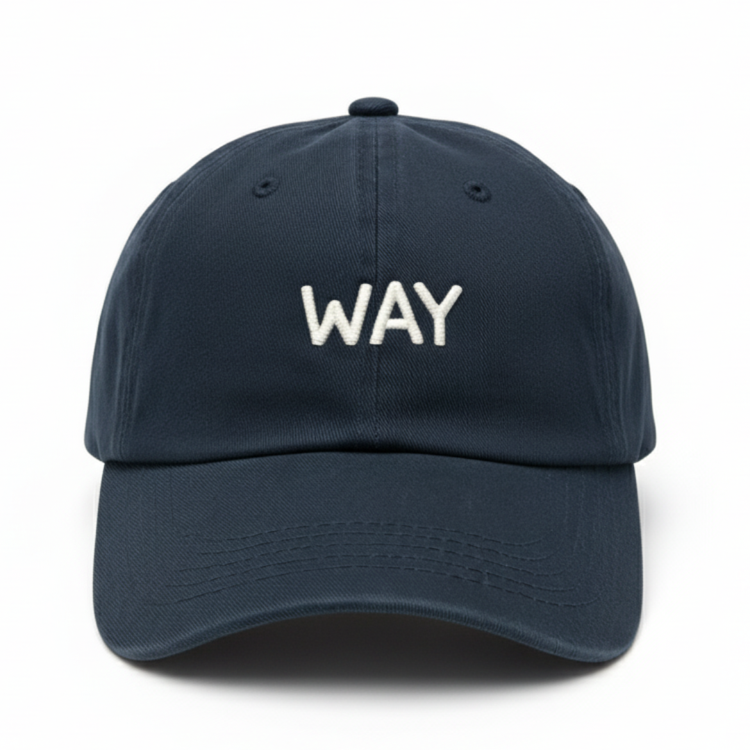 Blue & Black Way Embroidery Cap – Adjustable Fit, Premium Quality