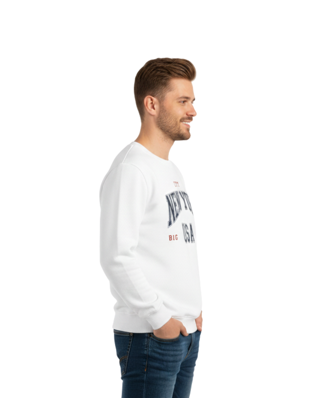 White New York USA Crewneck Sweatshirt – Comfortable, Stylish & Everyday Wear