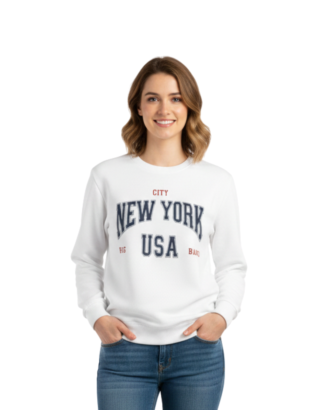 White New York USA Crewneck Sweatshirt – Comfortable, Stylish & Everyday Wear