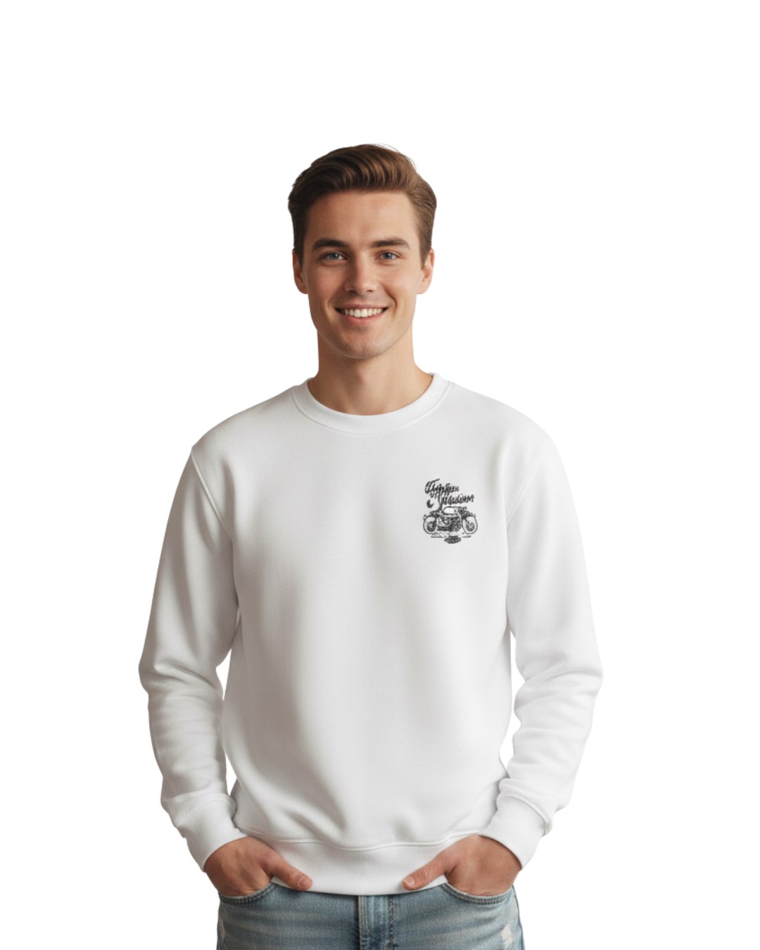 Premium White Sweatshirt – Harley-Davidson Chest Logo & Ultra-Comfortable Fabric
