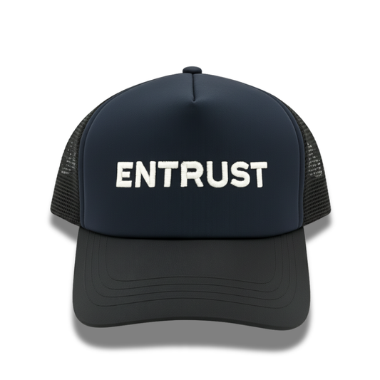 Blue & Black Entrust Embroidery Cap – Adjustable Fit, Premium Quality