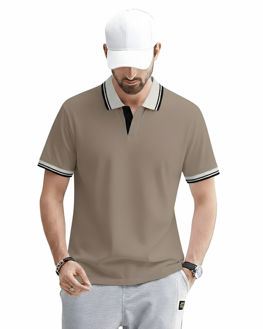 Brown Contrast Collar Polo Shirt